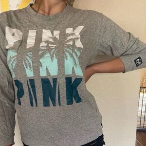 Victoria's Secret Top PINK Victoria's Secret PINK Palms long sleeve sz L #VS